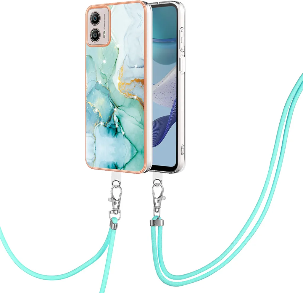 Custodia Motorola Moto G53 con Cinturino Regolabile Verde - TPU Morbido