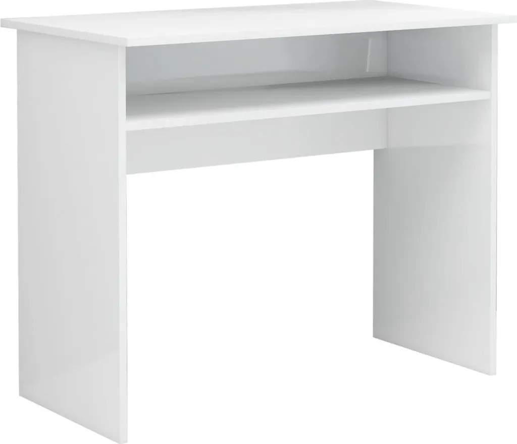 Tavolo PC Bianco Lucido 90x50x74 cm - Scrivania Compatta Professionale