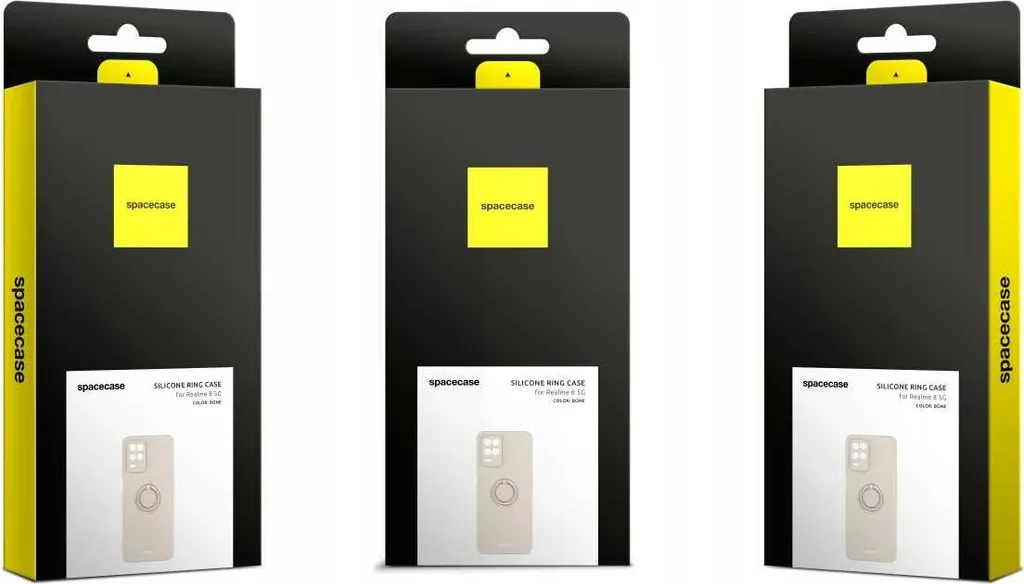 Custodia Silicone SPACECASE per Realme 8 5G Beige con Anello Supporto - 9