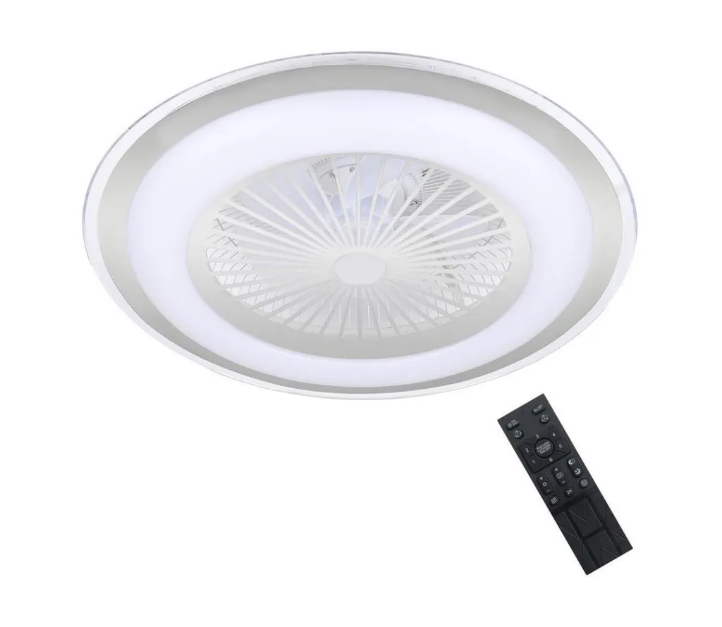 Plafonnier Ventilateur LED 48W Argenté : Éclairage et Air Frais 2-en-1
