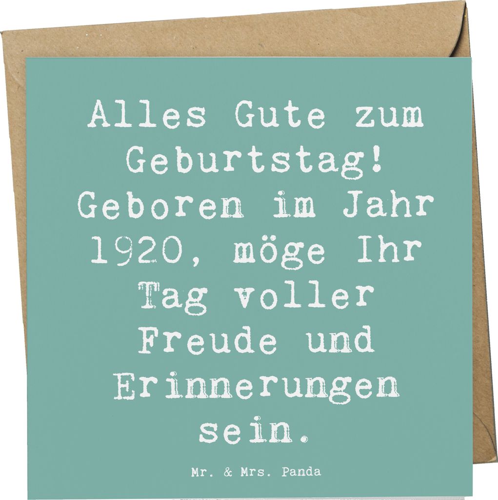 Mr. & Mrs. Panda Grußkarte Spruch 1920 Geburtstag - Meeresbrise - Geschenk, Geburtstagsgeschenk, Geburtsjahr, anlasskarte, feiern, doppelkarte, 10...