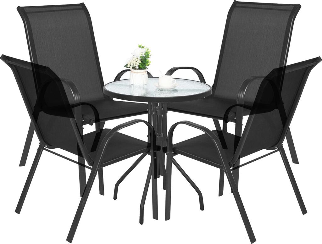 Runder Tisch Island 60Cm Mit 4 Stühlen Sofia, Schwarz Produktbild 