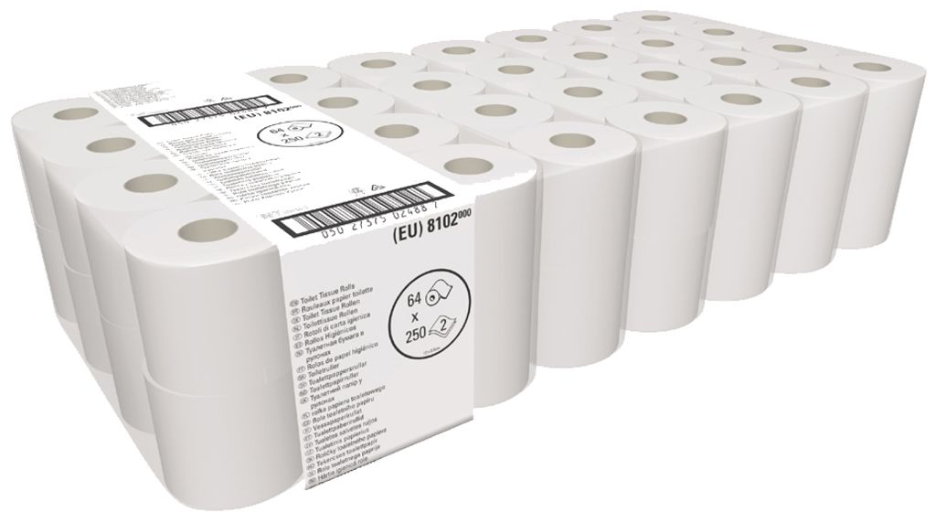 Toilettenpapier Großpackung 64 Rollen á 250 Blatt Klopapier 2-lagig weiß 