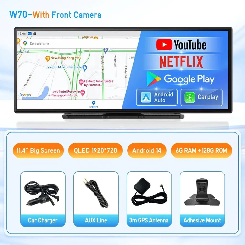 Dashcam Double Objectif Android 14 6 Go RAM Finissez-en avec le Flou