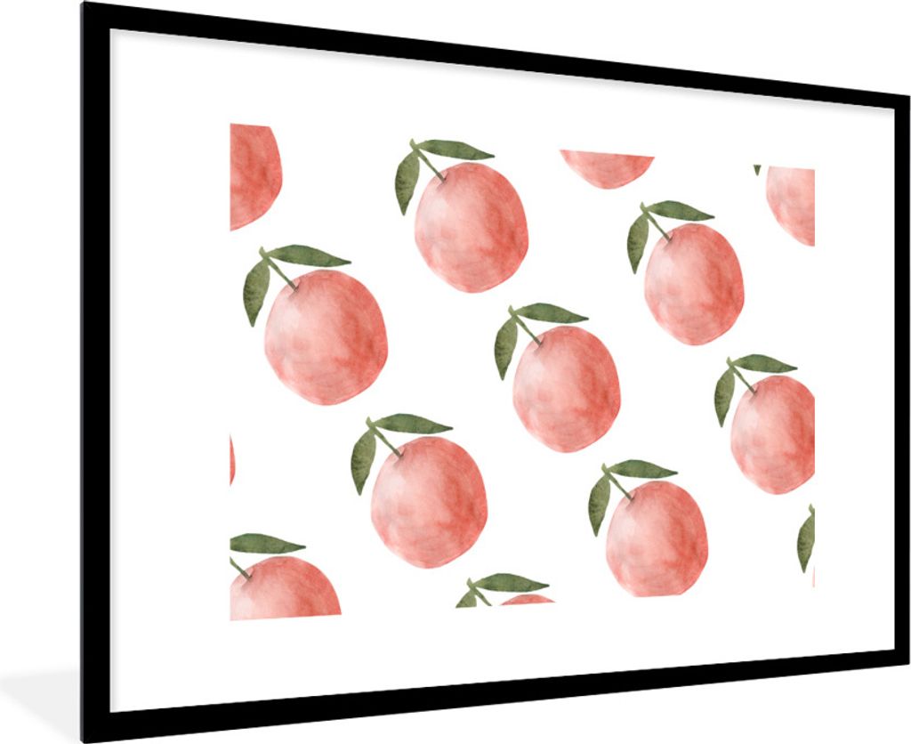 MuchoWow Gerahmtes Poster Äpfel - Obst - Schablonen 90x60 cm - Poster mit Schwarzem Bilderrahmen Wandposter Rahmen Foto Bilder - Wanddekoration ...