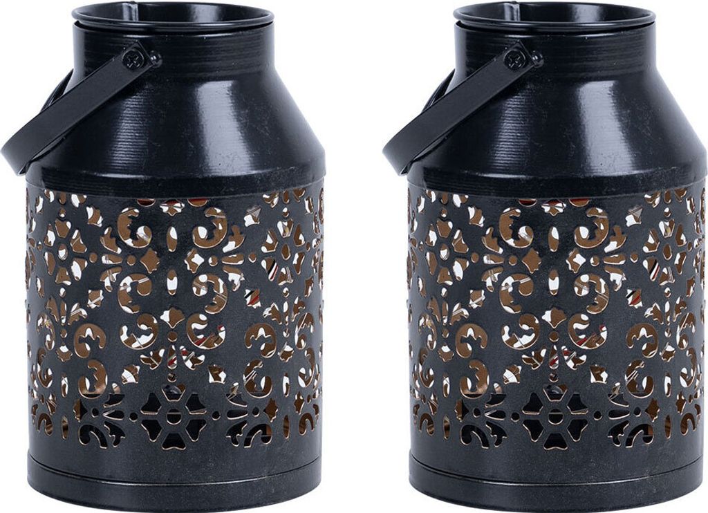 2x LED Solarleuchte, schwarz, Pflanzgefäß, H 16 cm
