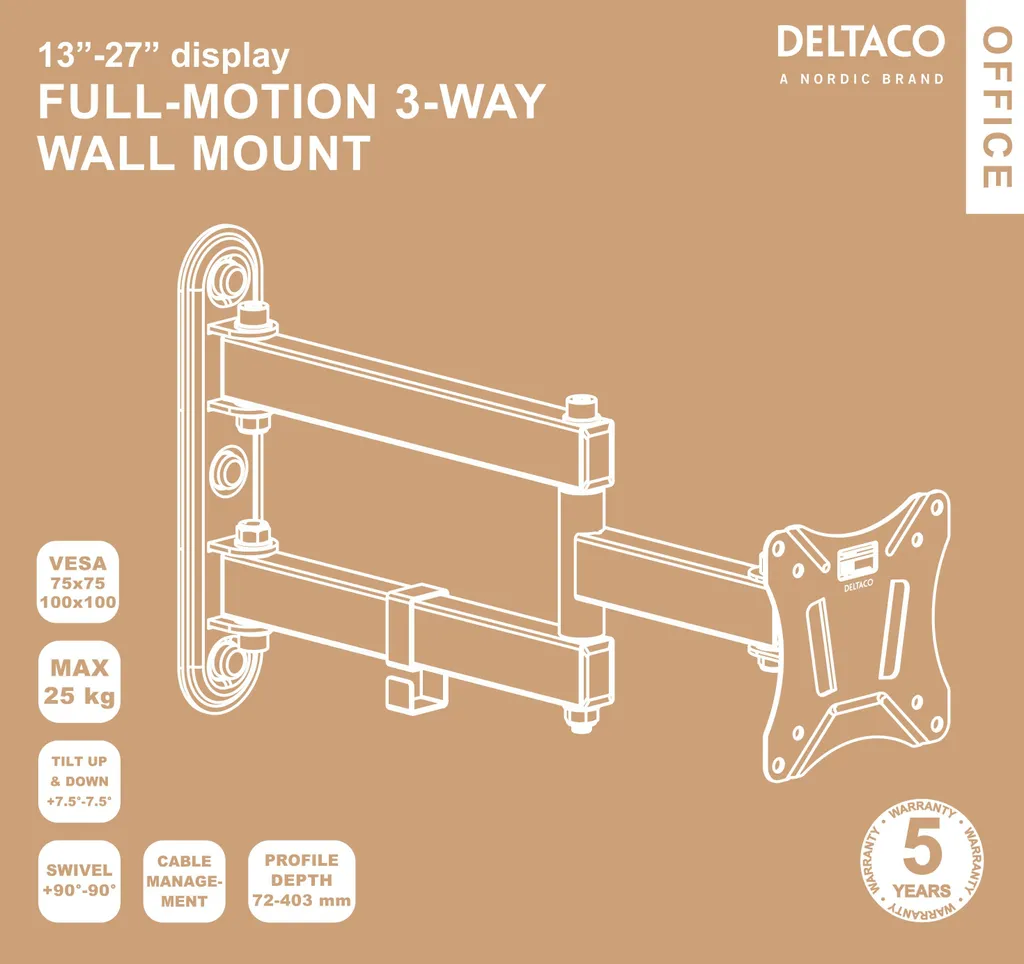 Support mural TV 13-27 pouces Office Floor VESA 75x75 pour écran LCD - 7