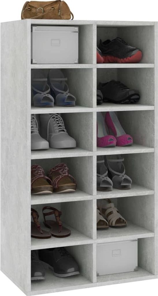"2026 Aktion"Schuhregal - Schuhschrank/Flurschuhregal Skandinavisch - Schuhkommode - Betongrau 54x34x100,5 cm Holzwerkstoff DEMöbel 2421865