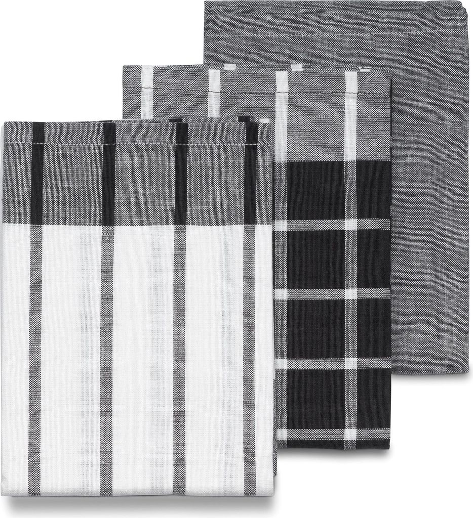 KELA Handtuch Pasado 100% Baumwolle weiß-schwarz 3-teilig Produktbild 