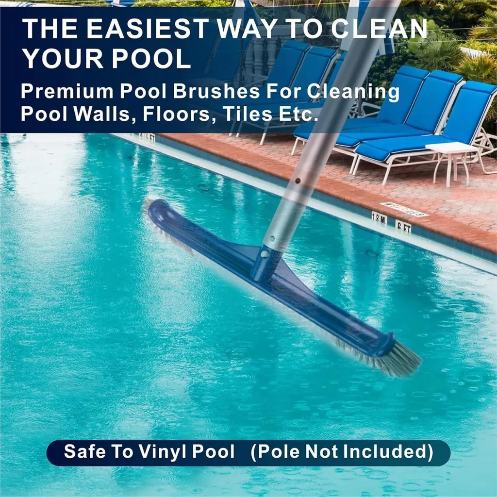 Brosse de piscine 43cm anti-algues en nylon avec support ABS durable