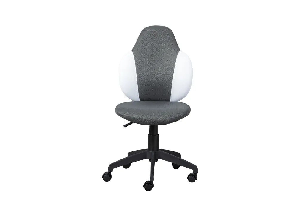 Chaise de bureau pour télétravail Jessi compacte grise et blanche