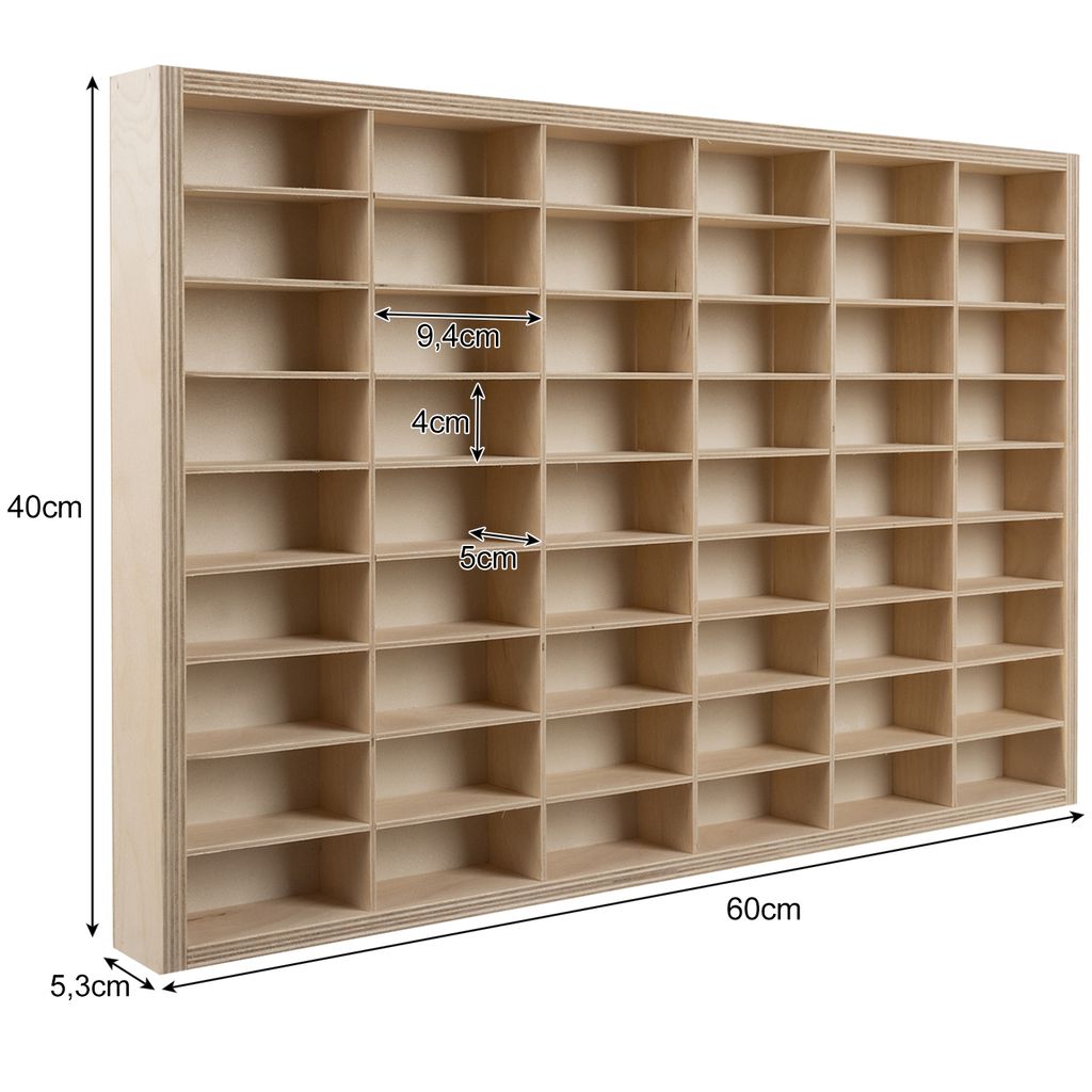 Holz Sammlervitrine Mit Türen – Setzkasten Für 1:64 Diecast Autos 59x7.5x48cm Wand- Oder Standmontage