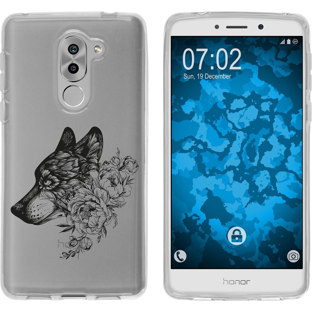 PhoneNatic Case kompatibel mit Huawei Honor 6x Silikon-Hülle Floral Wolf M3-1