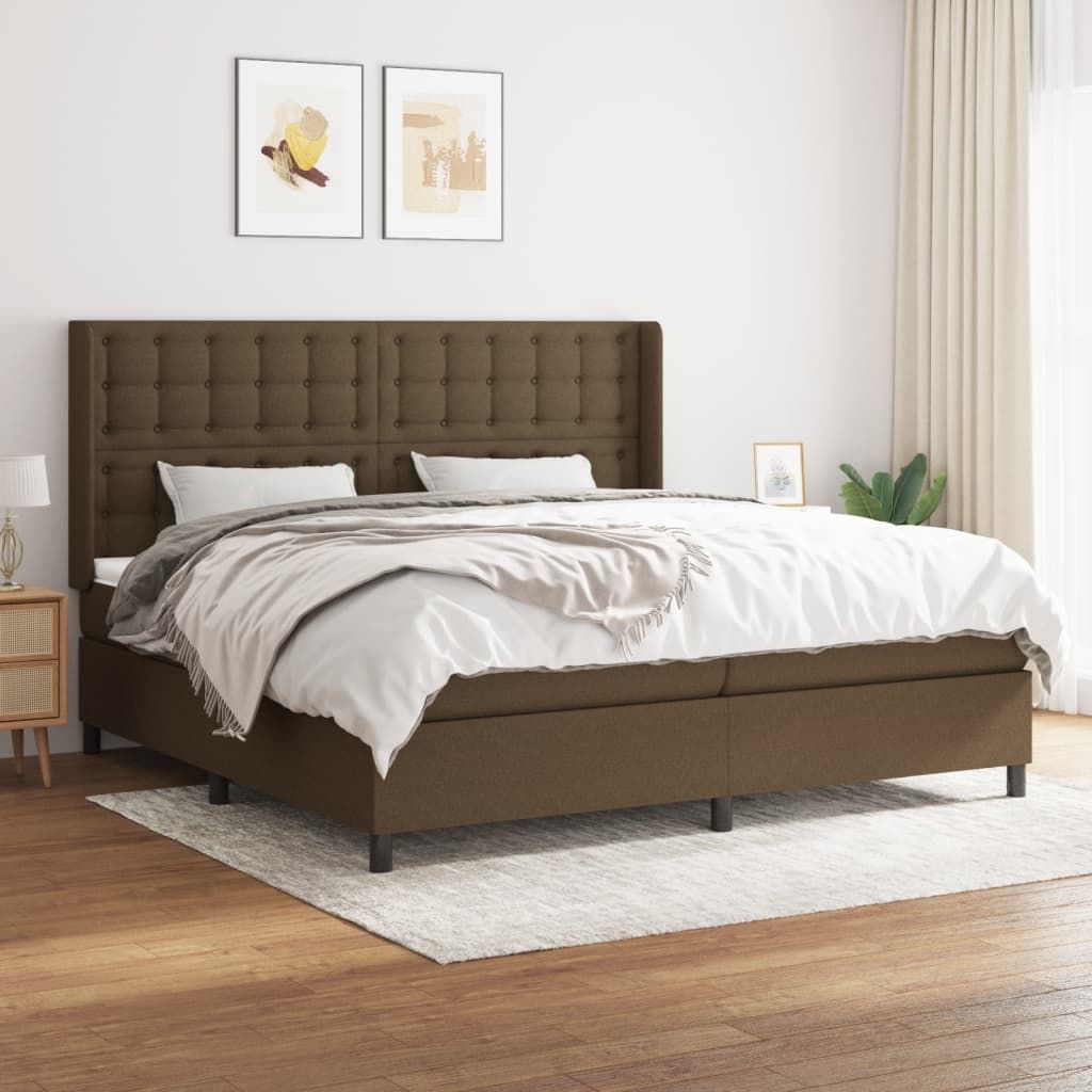The Living Store Boxspringbett mit Matratze Dunkelbraun 200x200 cm Stoff