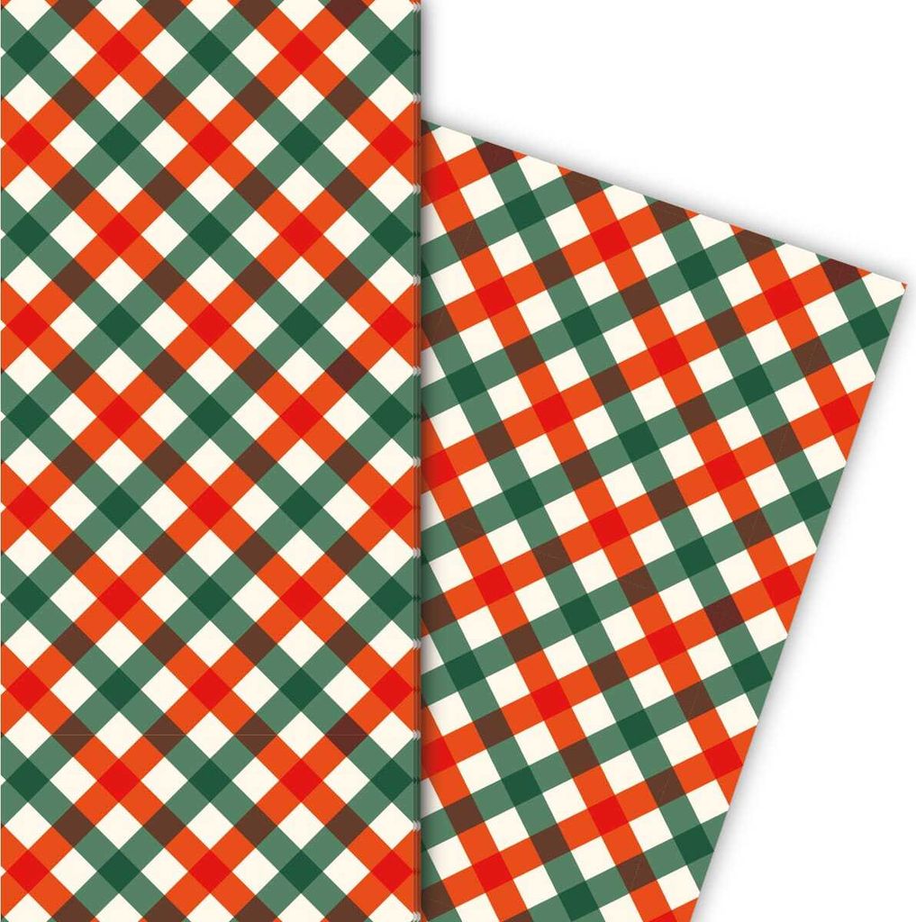 Hübsches Tischdecken Karo Geschenkpapier in rot grün - G6245, 32 x 48cm