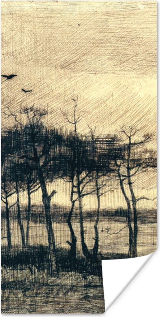 MuchoWow Poster Kiefern im Sumpf - Vincent van Gogh 20x40 cm - Plakat - Foto