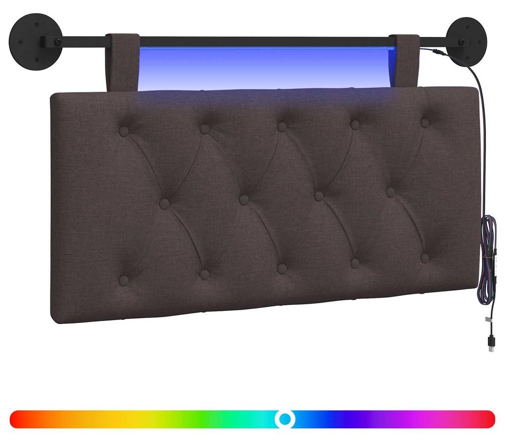Hängendes Kopfteil Mit LED Licht Dunkelbraun Stoff