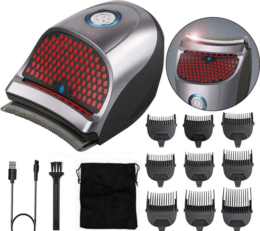 Tragbarer Haarschneider für Herren – 9 Aufsteckkämme + 60 Minuten Akkulaufzeit, abwaschbare Edelstahlklingen + Reisetasche