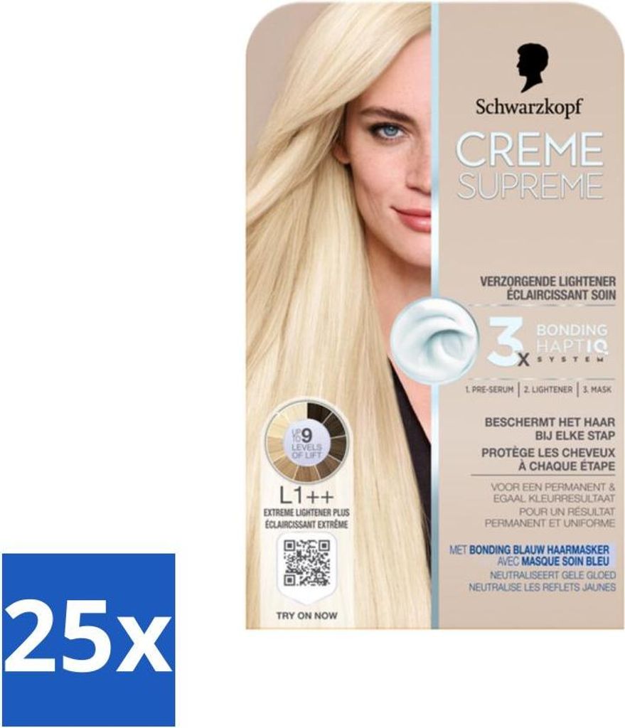 Schwarzkopf - Haarfärbemittel - Creme Supreme L1++ - Extreme Lightener Plus - 245g - Vorteilspack - 25 Stücke