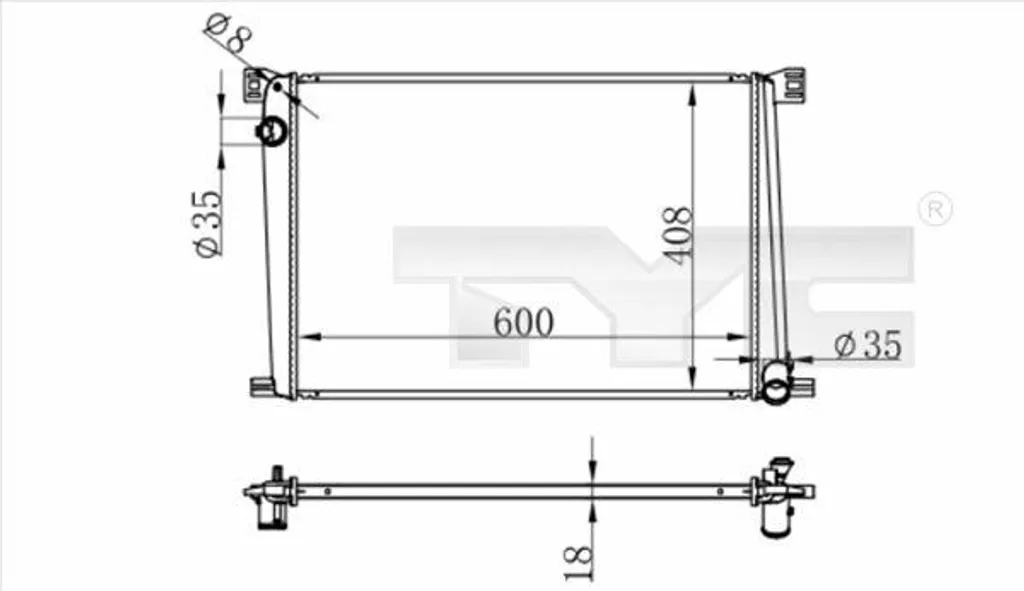 Radiateur de Refroidissement Moteur pour Mini Cooper et Paceman TYC