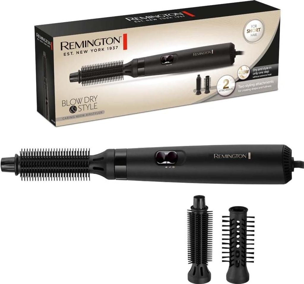 Remington Warmluftbürste AS7100 mit 2 Aufsätzen 19 mm & 25 mm, Blow Dry&Style, 2 Heiz- & Gebläsestufen, ideal für kurzes Haar, Fülle & Styling