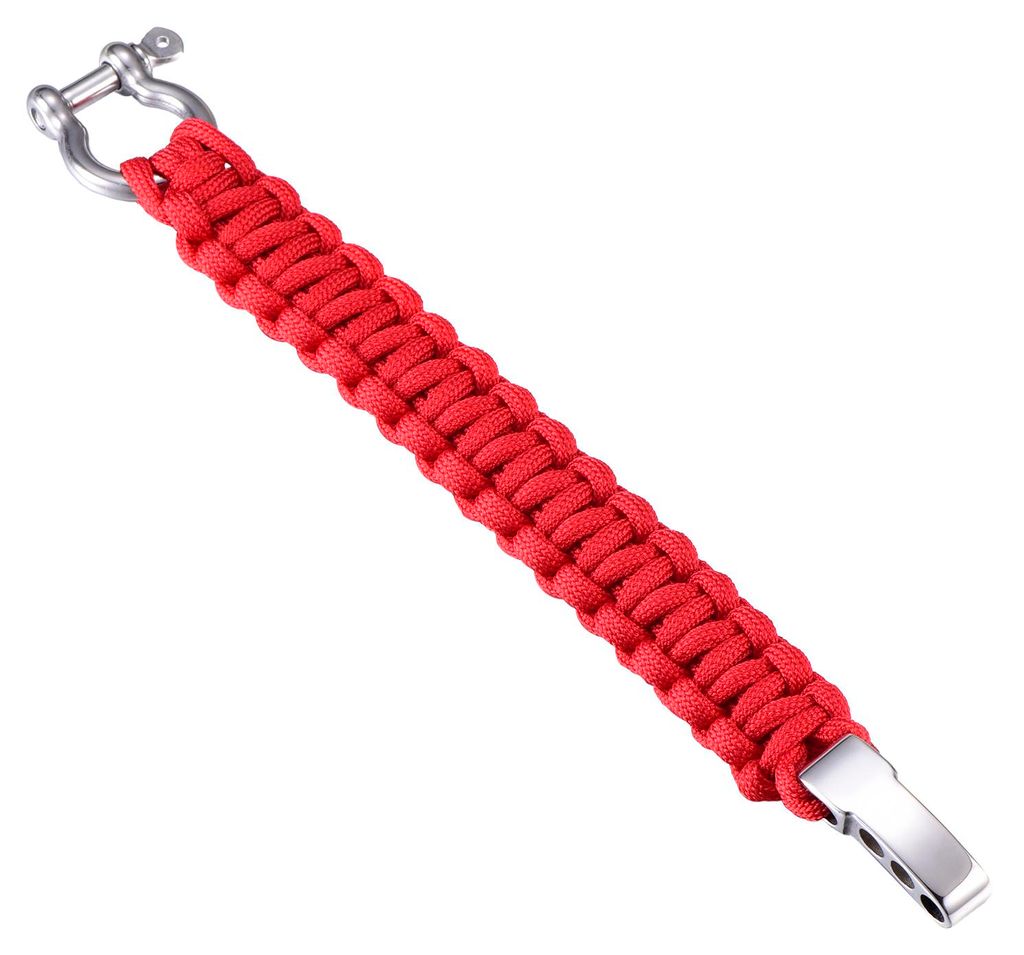DonDon Herren Survivalarmband Paracord Outdoor Armband geflochten rot