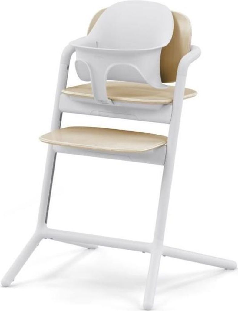 CYBEX LEMO 2 Hochstuhl 3-in-1 Set, Weiß/Holz, Höhen- & Tiefenverstellbar, Inkl. Baby Set & Tablett