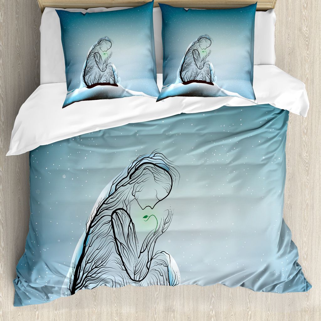 ABAKUHAUS Abstrakt Surreal Bettbezug Set für Einzelbetten, Mutterschaft, Milbensicher Allergiker geeignet mit Kissenbezug, 155 cm x 220 cm - 80 x ...