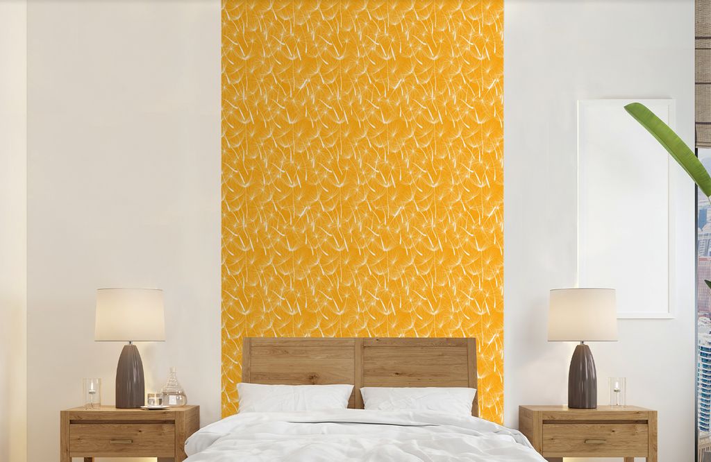 MuchoWow Fototapete für Wohnzimmer oder Schlafzimmer Wandtapete Vinyl Motivtapete Löwenzahn - Orange - Blumen - Sommer - 120x240 cm - Hintergru...