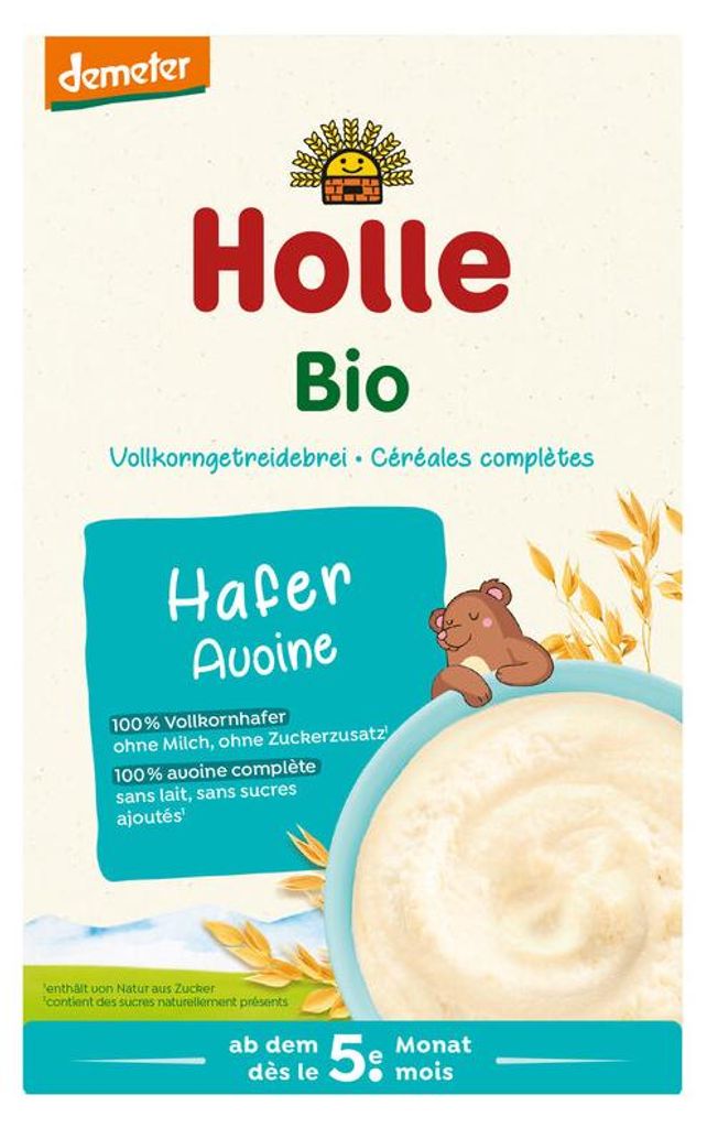 KASZKA OWSIANA PEŁNOZIARNISTA BEZ DODATKU CUKRÓW OD 5 MIESIĄCA DEMETER BIO 250 g - HOLLE