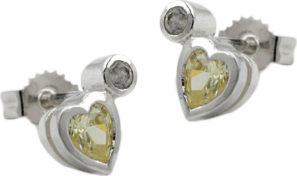 Stecker Ohrstecker Herz Zirkonia & Peridot hellgrün 925 Silber Damen