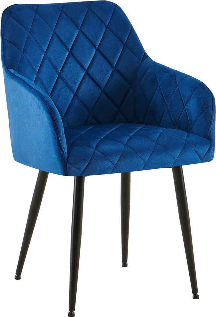 Bequemer Esszimmerstuhl Velvet – Stilvoller Stuhl, nachhaltiger Komfort – Stabiles Gestell | Farbe: Dunkelblau | Material Chassis: Metall matts...