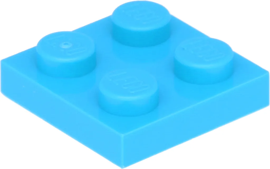 Plaques de Construction Lego 2x2 Bleu Azur - Pack de 250 Briques Plates