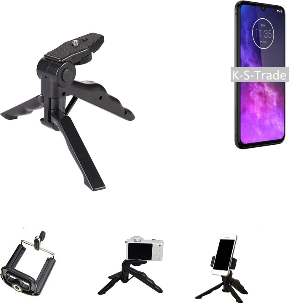K-S-Trade Stativ Tisch-Ständer Dreibein Handy-Stativ Ständer kompatibel mit Motorola One Zoom Mini-Stativ Smartphone Tripod Handy-Stativ aus Plastik