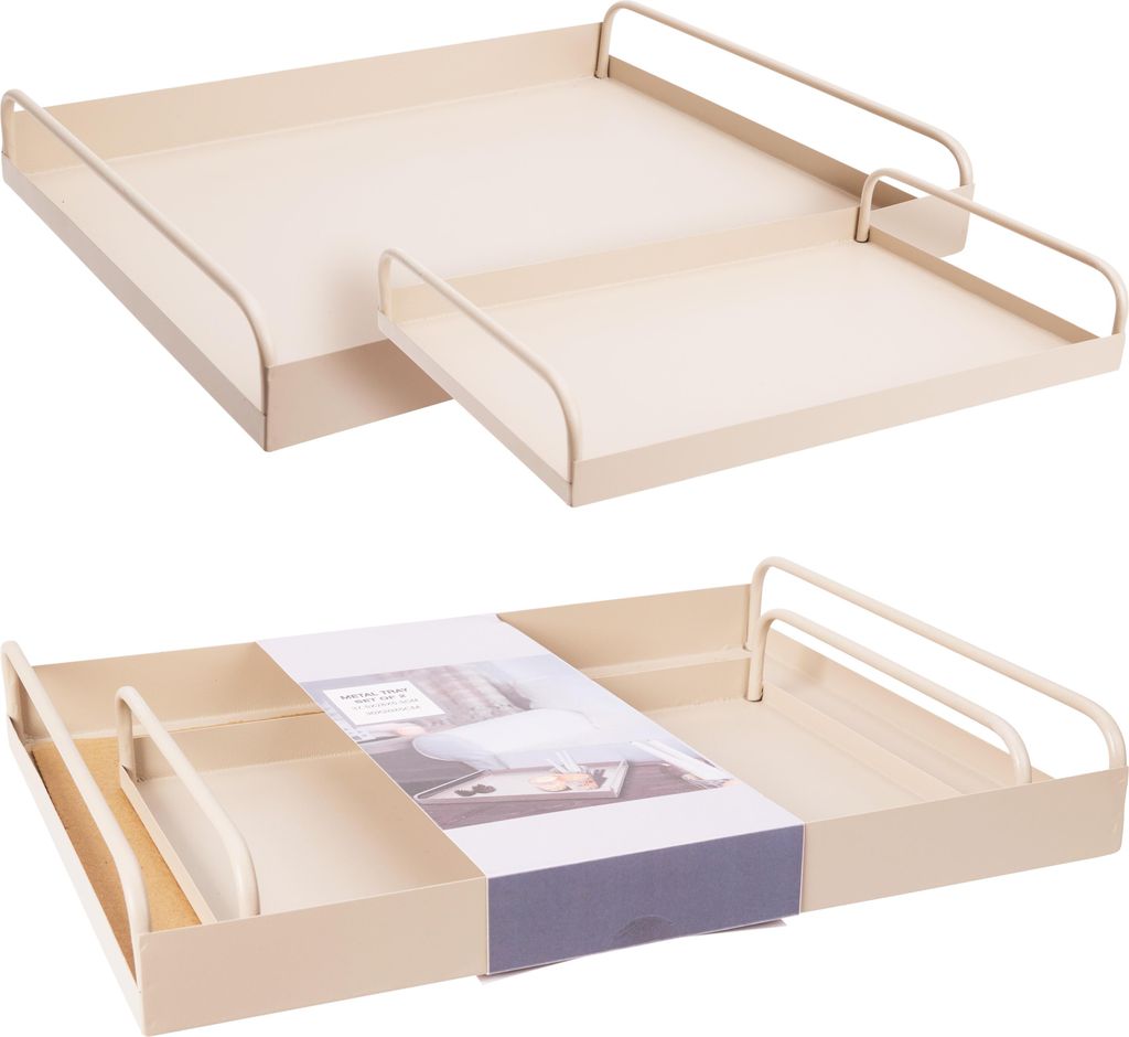 Home & Styling Spielzeug Tablett Set Metall Sandfarbe 2-teilig