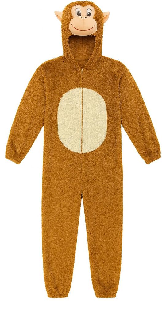 Affenkostüm für Herren in Braun-Beige mit Kapuze, Gr. Produktbild 