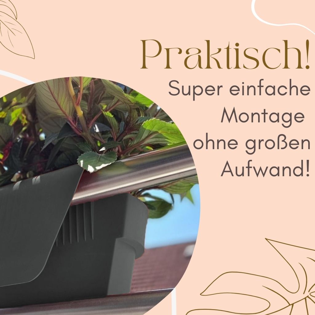 4x Geländerkasten Balkon mit Wasserspeicher Blumentopf Zaun Produktbild 5