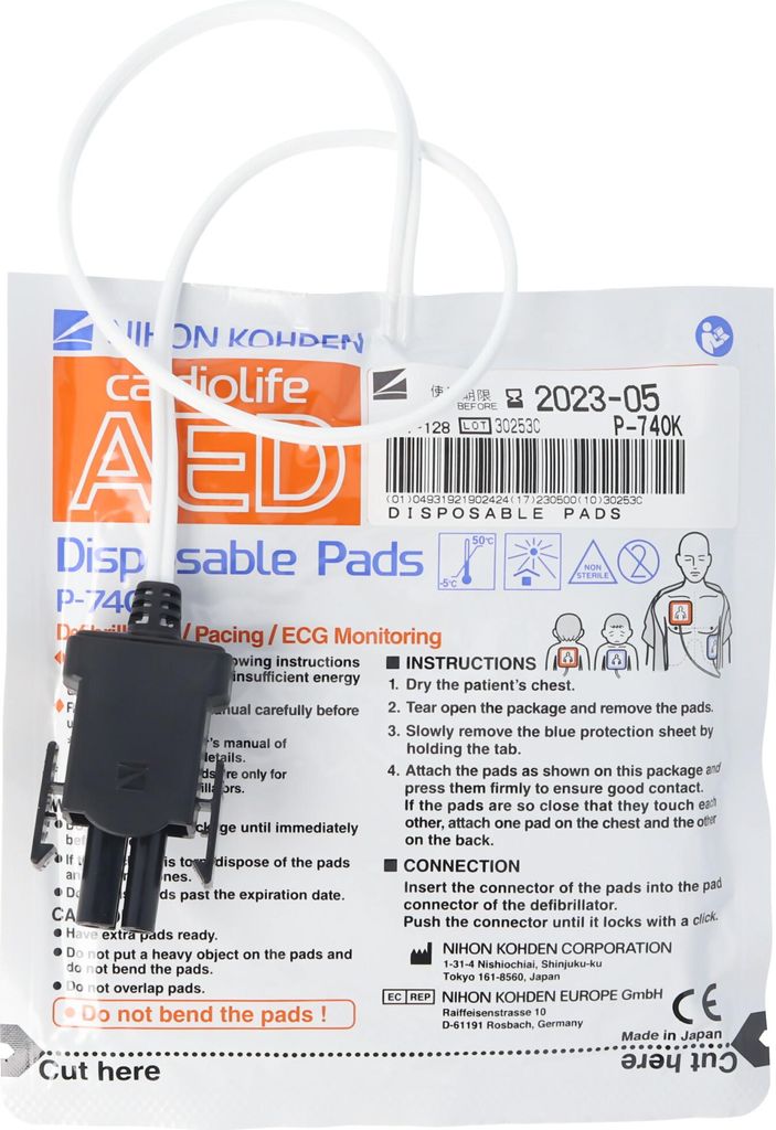 Original Defi-Elektroden Pads Nihon Kohden Cardiolife AED 2100 P-740K