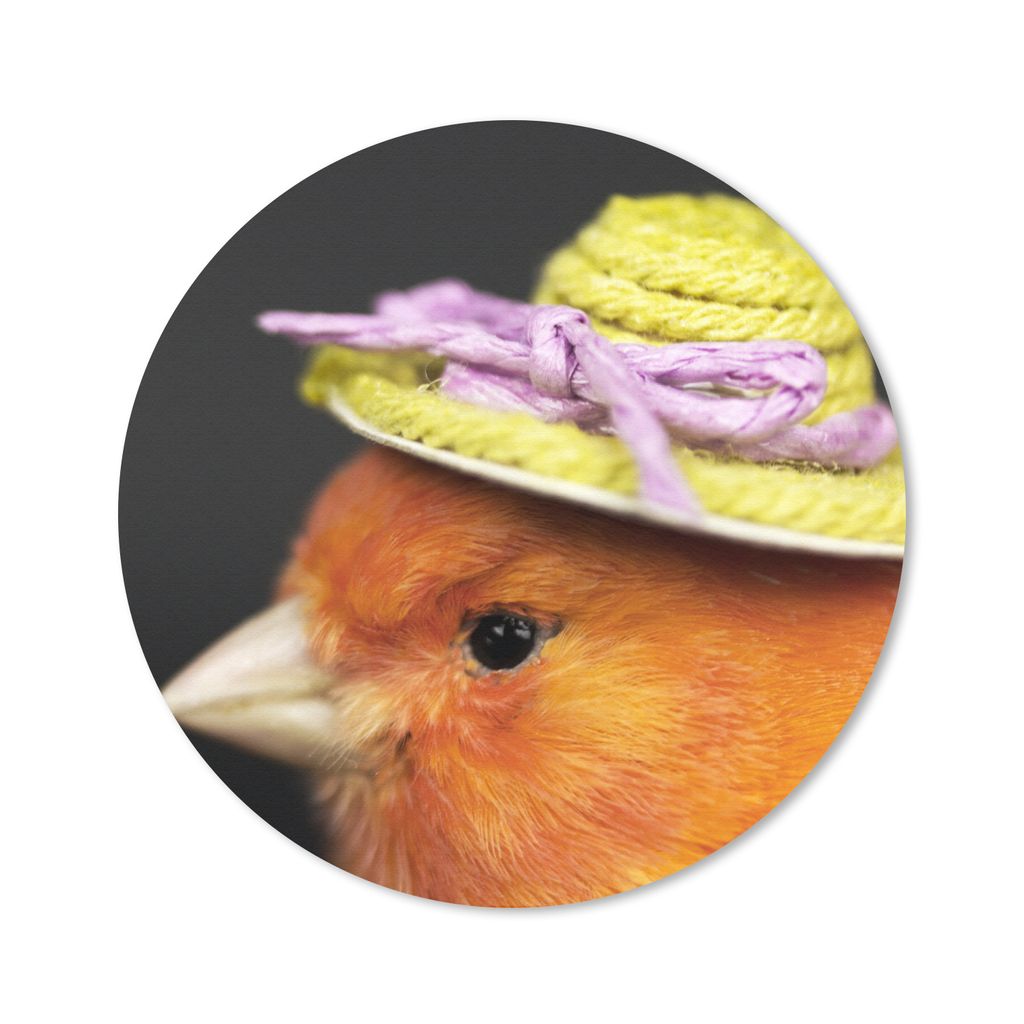 MuchoWow Mauspad Mousepad Vogel - Hut - Orange 50x50 cm - Mousepads - Maus Mat - Pad - Mausunterlage - Vinyl