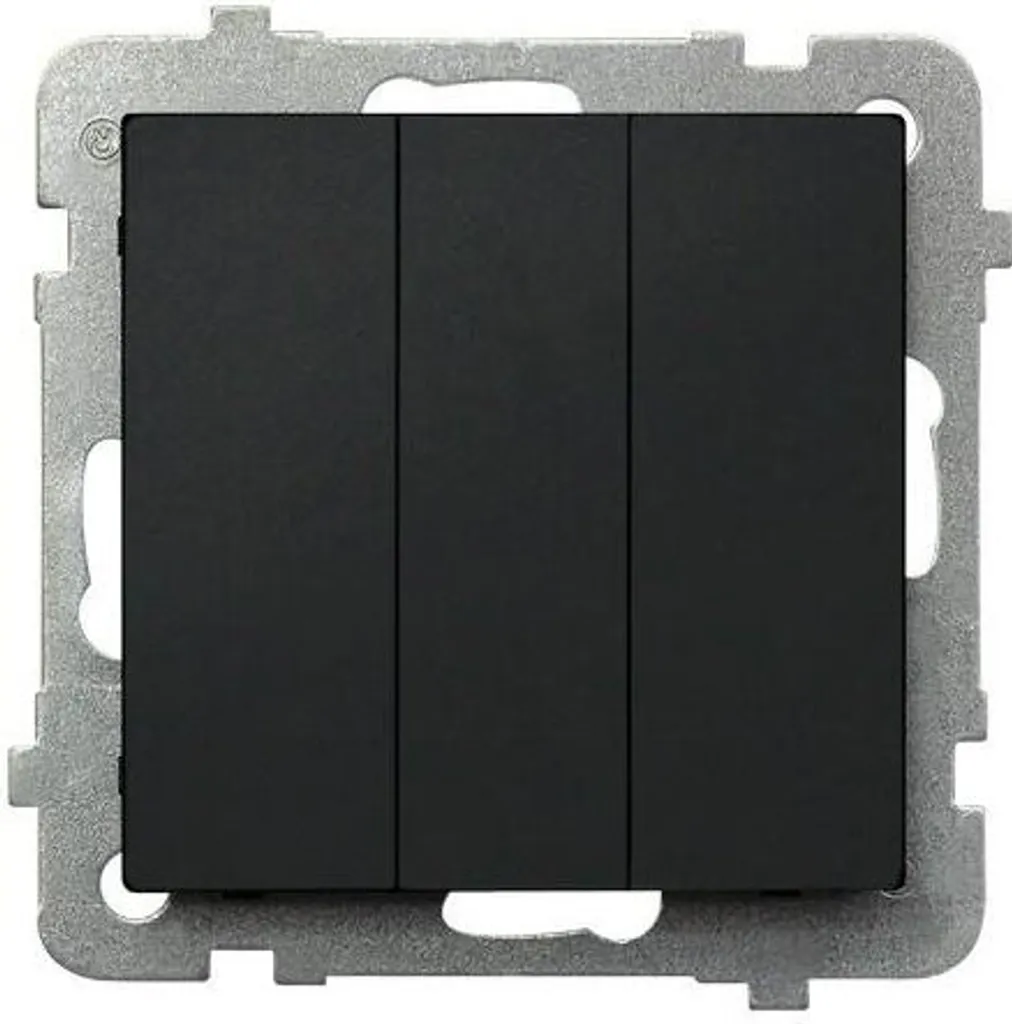 Interrupteur triple Ospel Sonata noir métal sans cadre ŁP-13R/m/33
