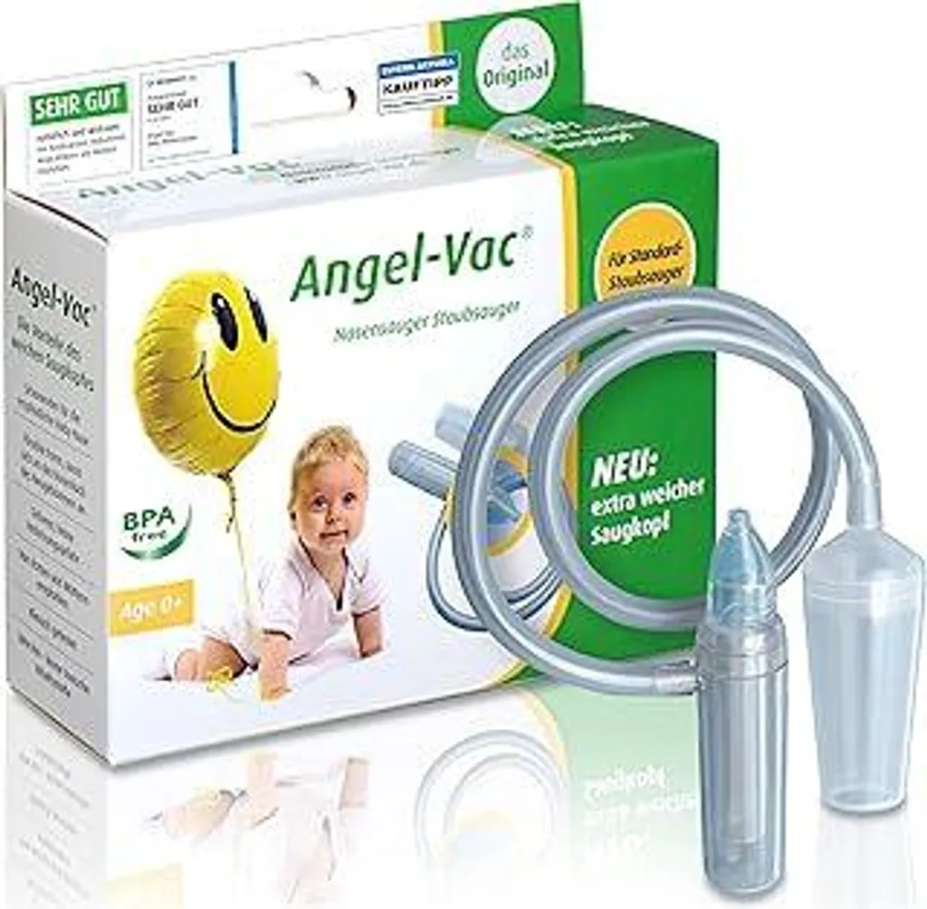 Angel-Vac Nasal Aspiratore Baby [per aspirapolvere standard] - Pulitore nasale per bambini con testina morbida per bambini da 0 anni - [clinicamente ] - l'aspiratore nasale originale per aspirapolvere da 30 anni