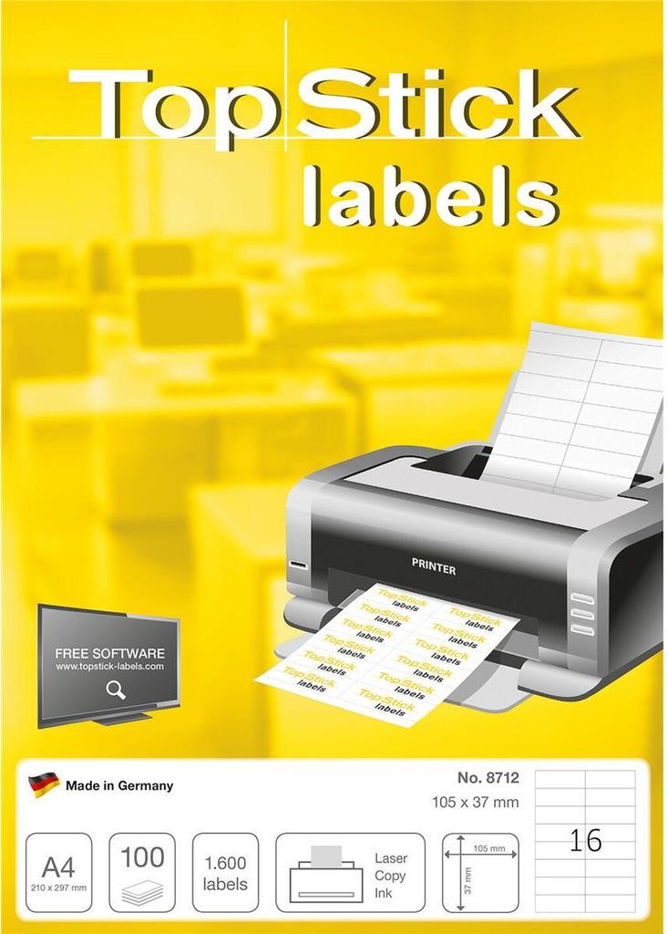 TopStick 8712 Universal-Etiketten - 105 x 37 mm - weiß - Produktbild 