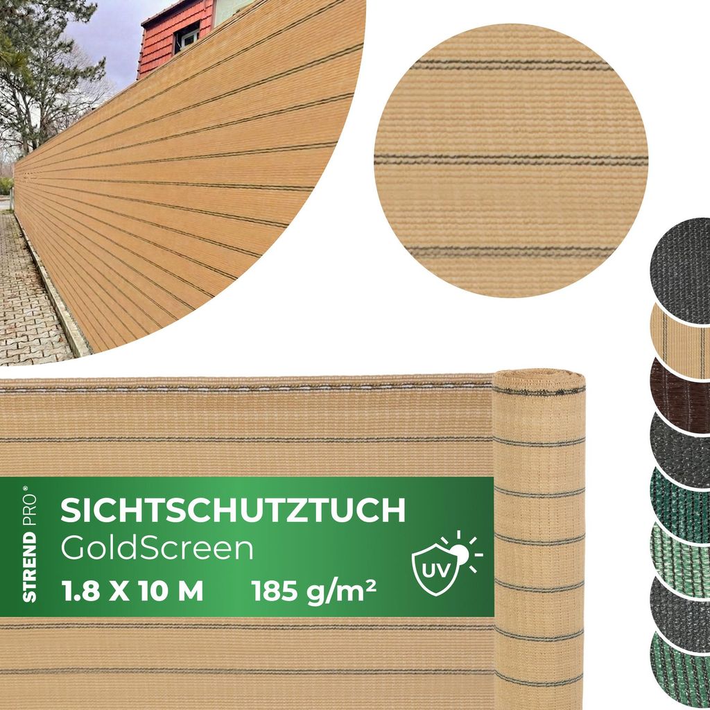 Gewebe, schattenspendend GoldScreen WE, 1,8x10 m, UV, 185 g/m2, beige