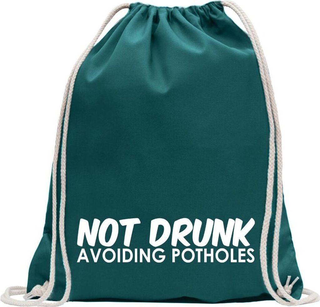 Kiwistar - Turnbeutel - petrol - Not drunk - avoiding potholes - Fun Rucksack Sport Beutel Gymsack Baumwolle mit Ziehgurt
