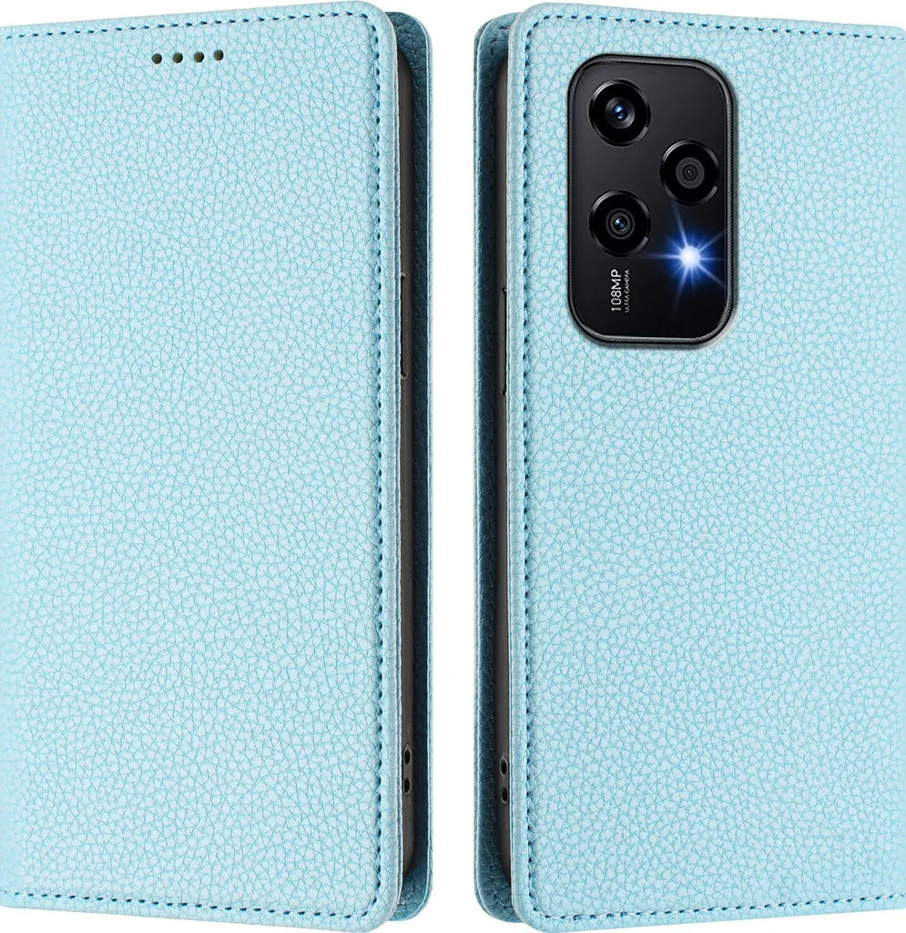 Cover Honor 200 Lite Pelle Litschi Blu Chiaro con Stand e Porta Carte - 2