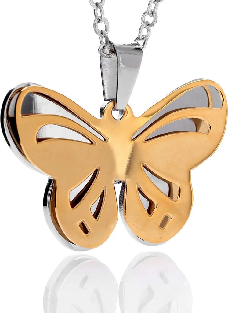 kkjoy #Collana Farfalla Faccia di Fantasma in Acciaio Inox Collana