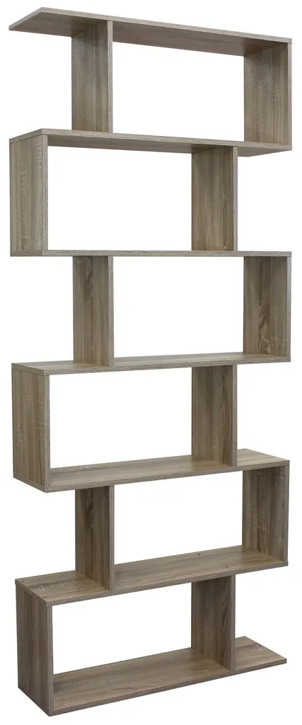 Bibliothèque Elegance en stratifié marron double face à 6 étagères
