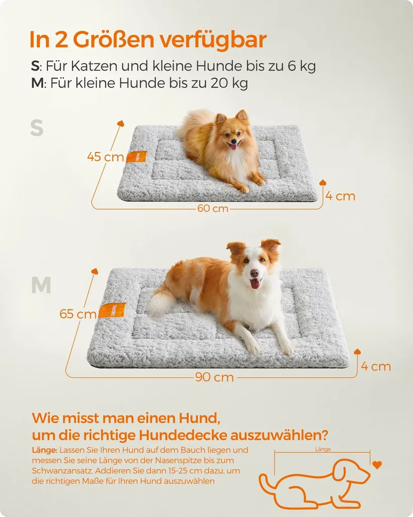 Couverture pour chien 90 x 65 cm lavable en machine de taille M grise