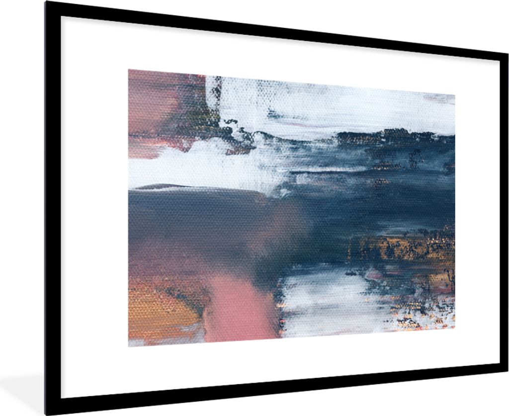 MuchoWow Gerahmtes Poster Abstrakt - Malerei - Design 90x60 cm - Poster mit Schwarzem Bilderrahmen Wandposter Rahmen Foto Bilder - Wanddekoration...