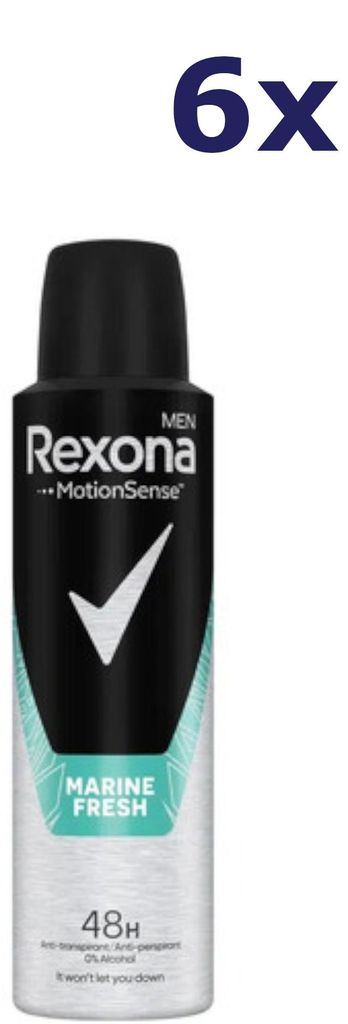 6x Rexona Deospray für Herren - Fresh Marine, 150 ml Produktbild 